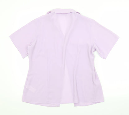 M&S Womens Purple Floral  Basic Button-Up Size 10