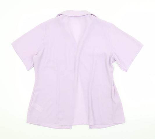 M&S Womens Purple Floral  Basic Button-Up Size 10