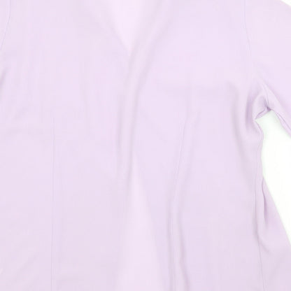 M&S Womens Purple Floral  Basic Button-Up Size 10