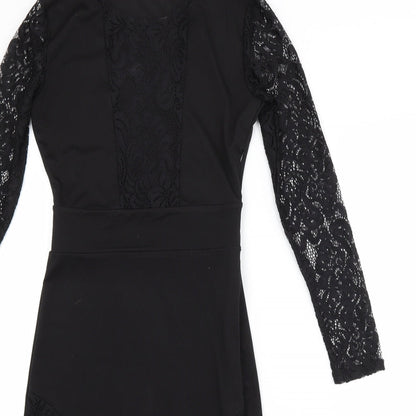 Preworn Womens Black Floral  Pencil Dress  Size S