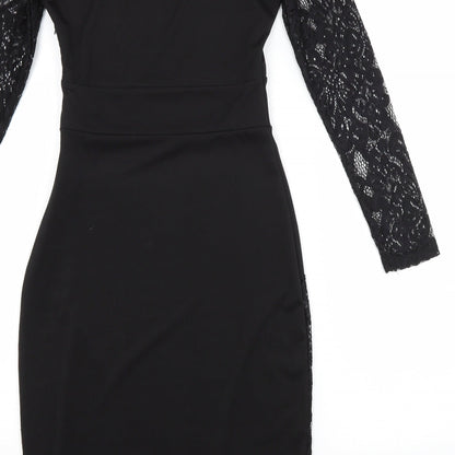 Preworn Womens Black Floral  Pencil Dress  Size S