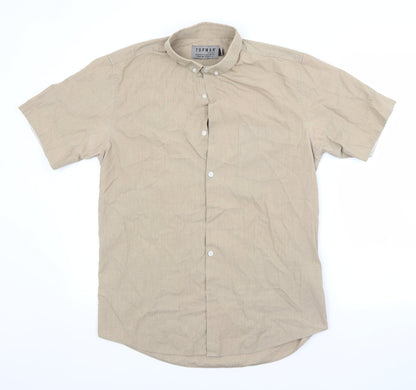 Mens UK Size M Topman Brown  Button-Up Short Sleeve Casual Shirt
