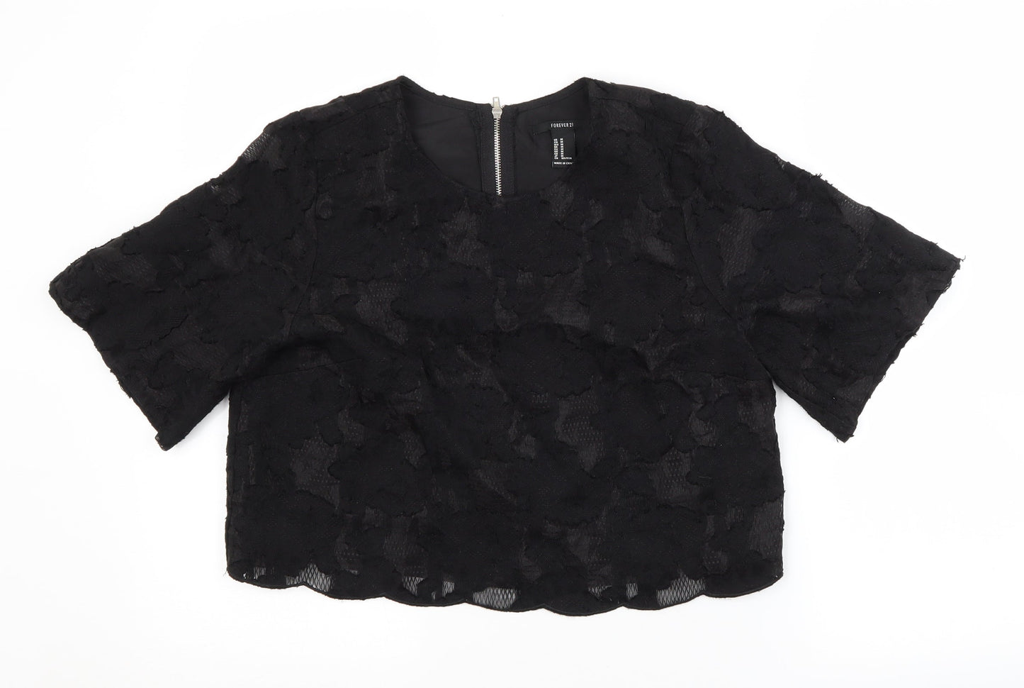 FOREVER 21 Womens Black Floral  Basic Blouse Size M