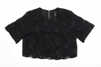 FOREVER 21 Womens Black Floral  Basic Blouse Size M