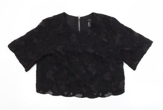 FOREVER 21 Womens Black Floral  Basic Blouse Size M