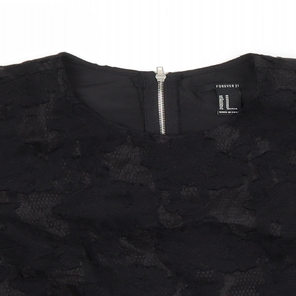 FOREVER 21 Womens Black Floral  Basic Blouse Size M