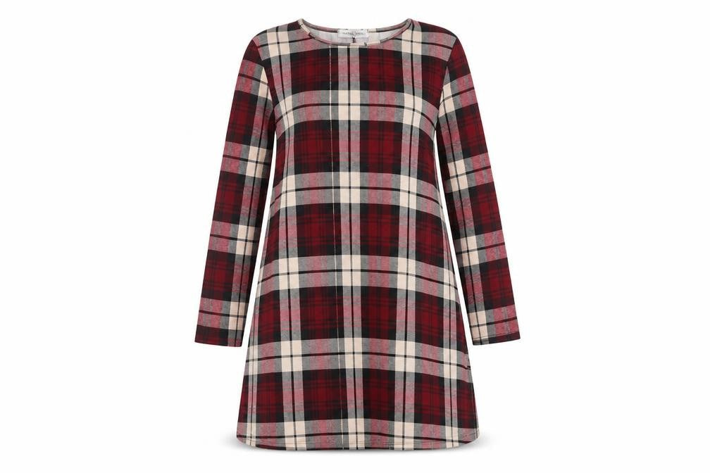 Front view of In the Style women’s red a-line, size UK 10