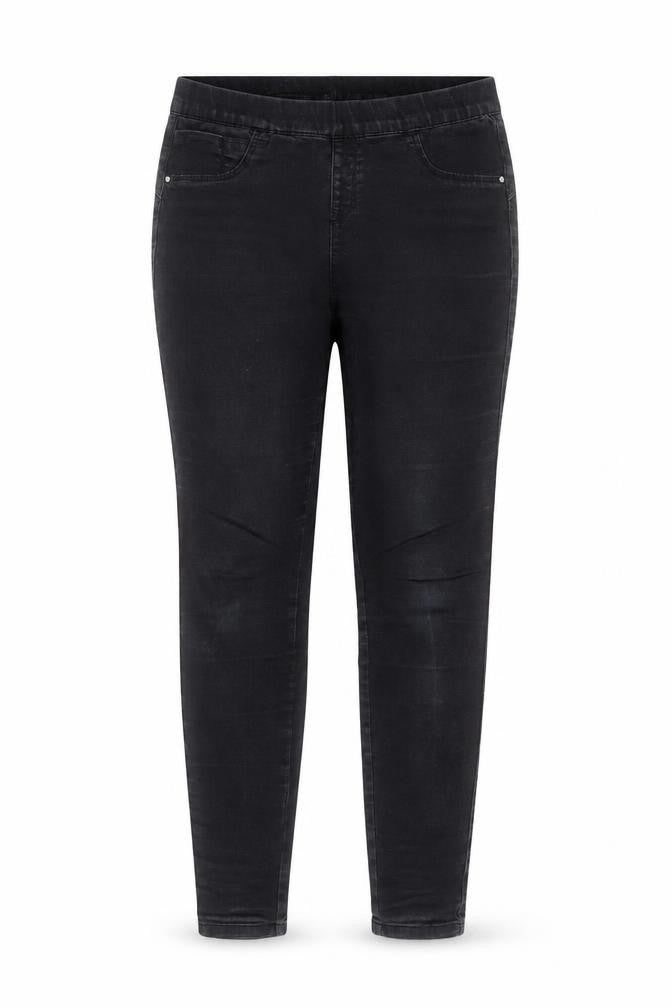Front view of Denim & Co. women’s black jegging jeans, size UK 12, 26-inch leg