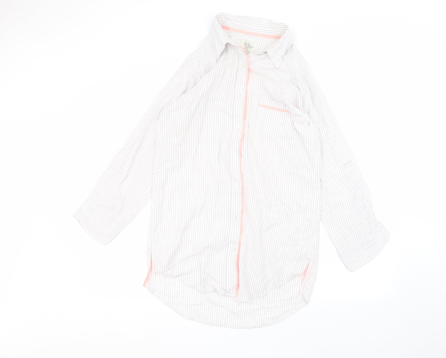 Primark Womens White Striped  Basic Button-Up Size S  - Love to lounge