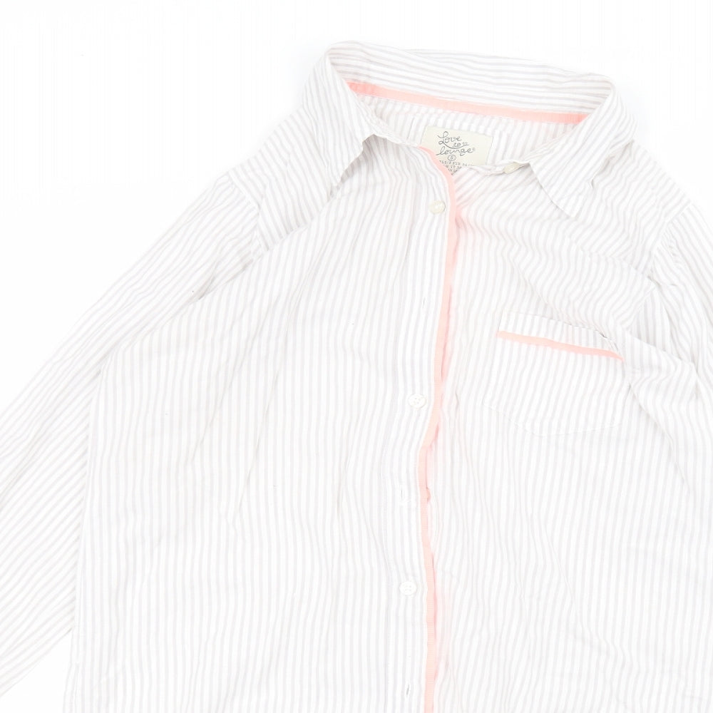 Primark Womens White Striped  Basic Button-Up Size S  - Love to lounge