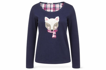 Front view of Camille women’s blue basic t-shirt, size UK 10
