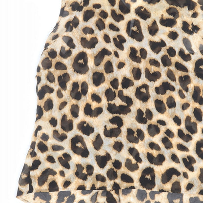 Womens UK Size 10 Lipsy Brown Basic Button-Up
