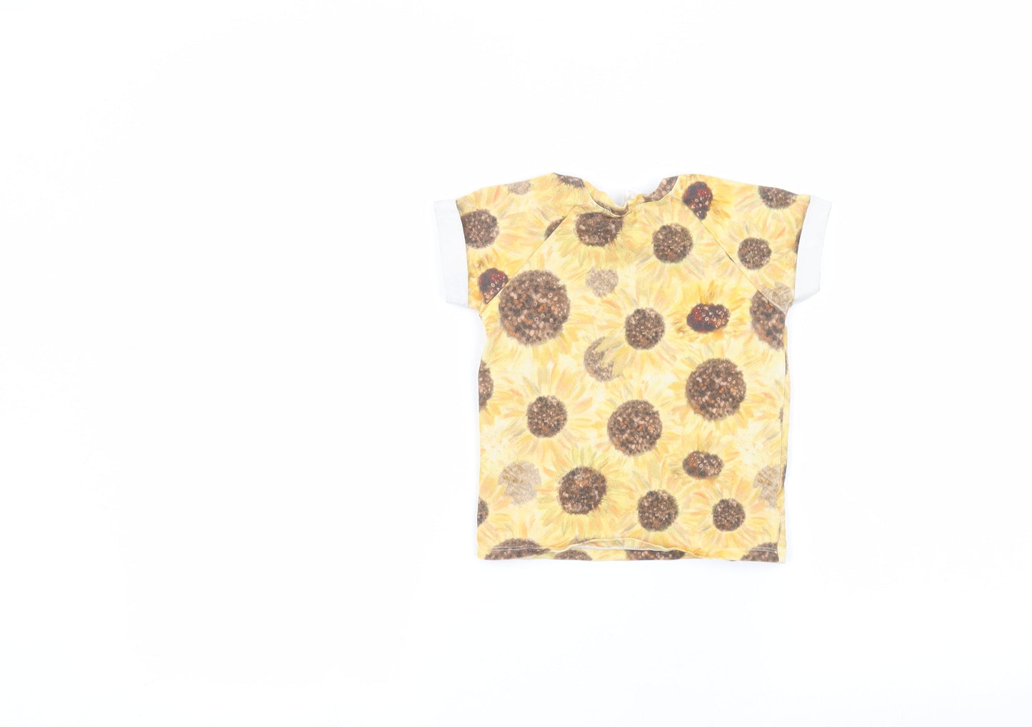 Aitchmakes Girls Yellow Floral  Basic T-Shirt Size 2-3 Years