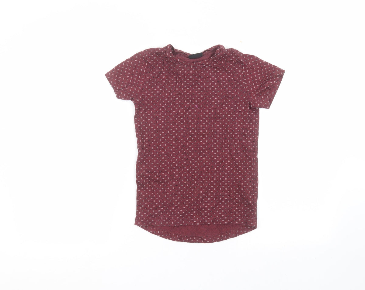 Additional front view of Next boys’ red polka dot basic t-shirt, size 7, years