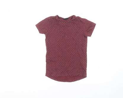 Additional front view of Next boys’ red polka dot basic t-shirt, size 7, years