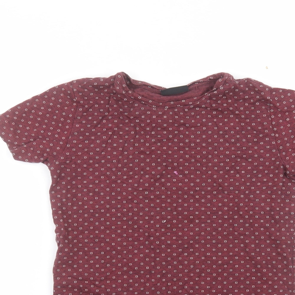Close-up detail of Next boys’ red polka dot basic t-shirt, size 7, years