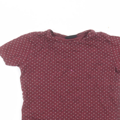 Close-up detail of Next boys’ red polka dot basic t-shirt, size 7, years