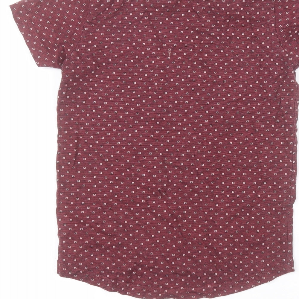 Brand and care label for Next boys’ red polka dot basic t-shirt, size 7, years