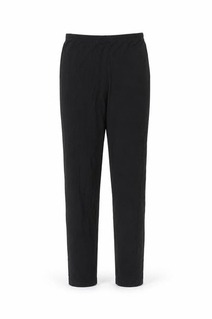 Front view of Boohoo women’s black sweatpants, size L, 23-inch leg