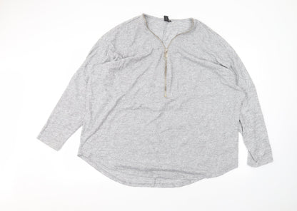Womens UK Size 22 Preworn Grey Pullover Jumper