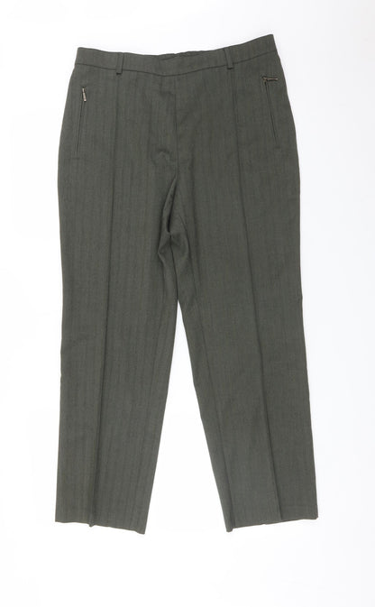 Womens UK Size 14 M&S Regular Fit  Green Trousers