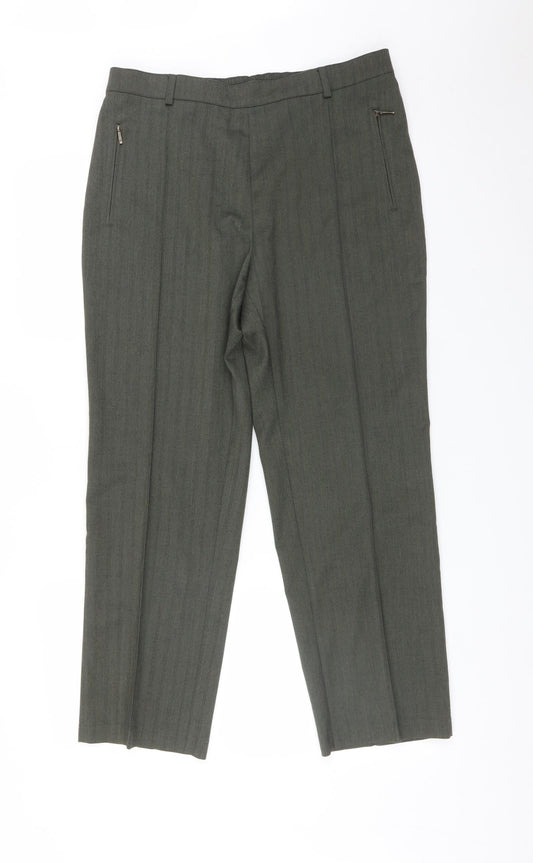 Womens UK Size 14 M&S Regular Fit  Green Trousers