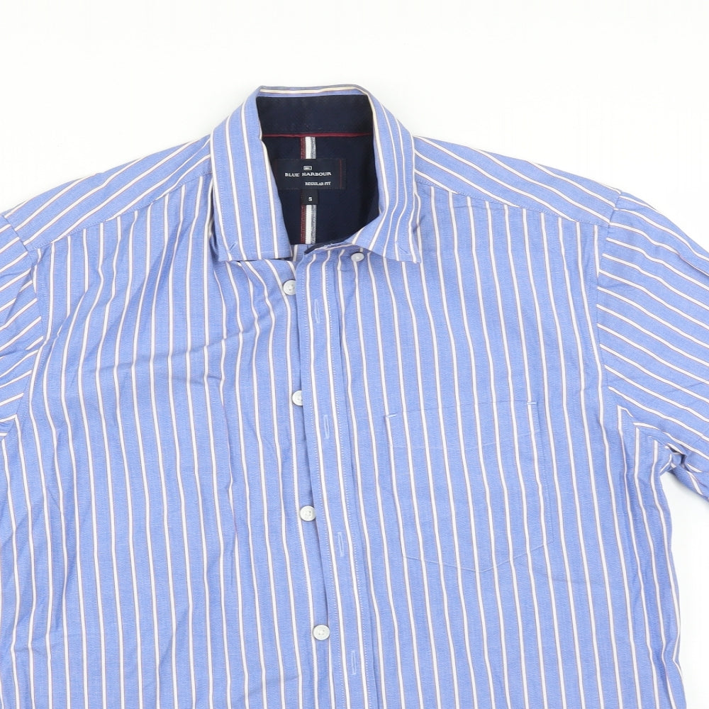 Mens UK Size S Blue Harbour Blue  Button-Up Short Sleeve Casual Shirt