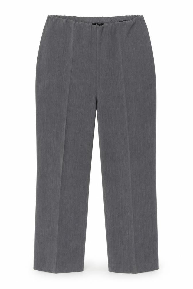 Front view of Bonmarché women’s grey trousers, size UK 18, 25-inch leg