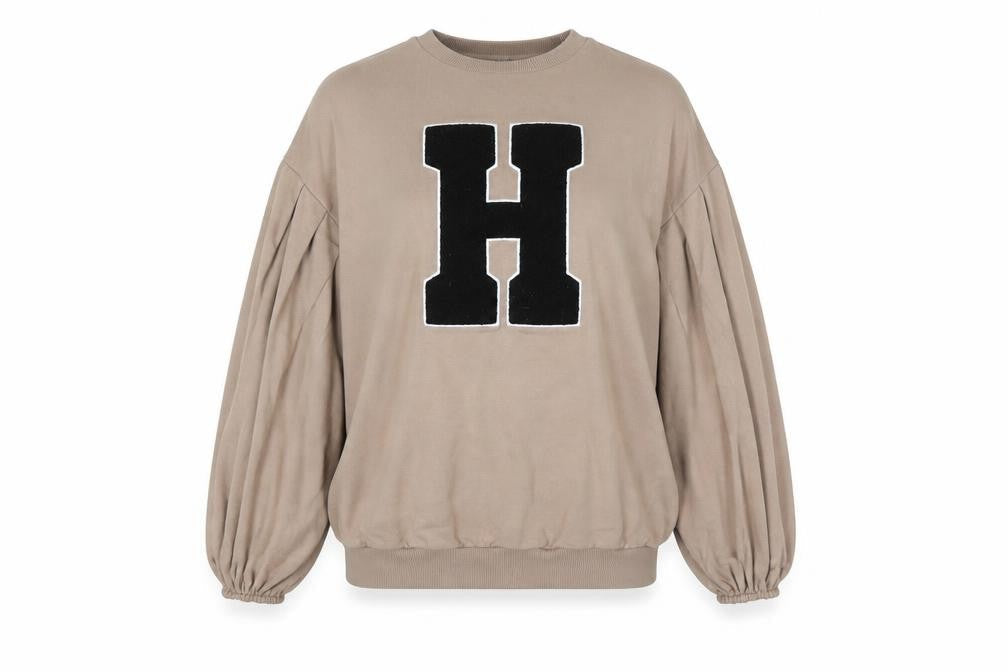 Front view of ASOS women’s brown pullover sweatshirt, size UK 8, - h