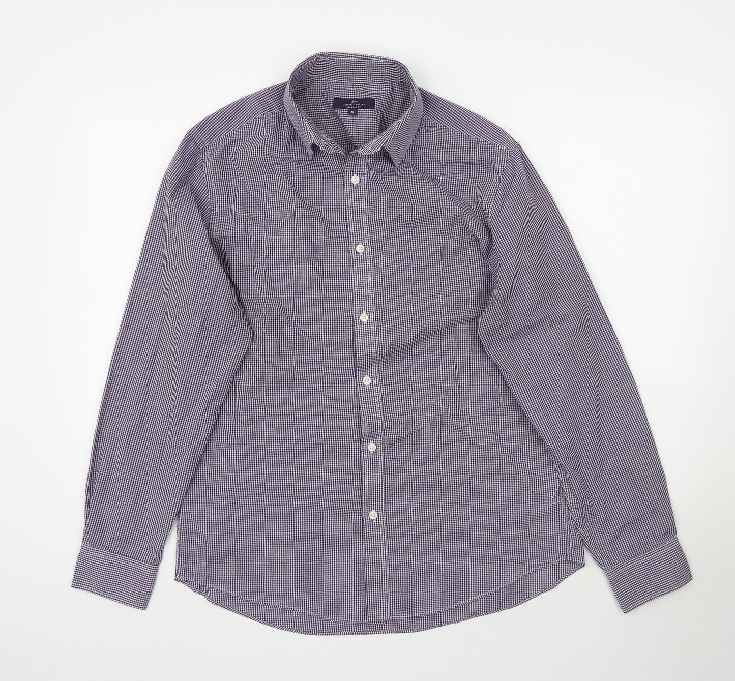 George Mens Purple Plaid   Button-Up Size 16