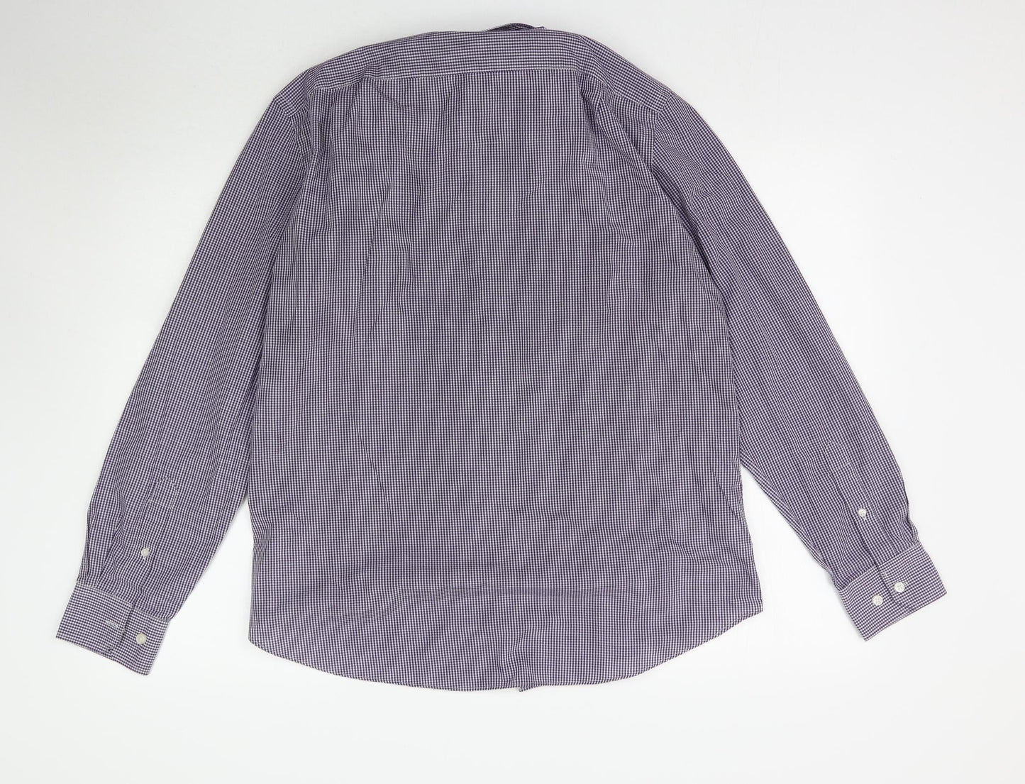 George Mens Purple Plaid   Button-Up Size 16