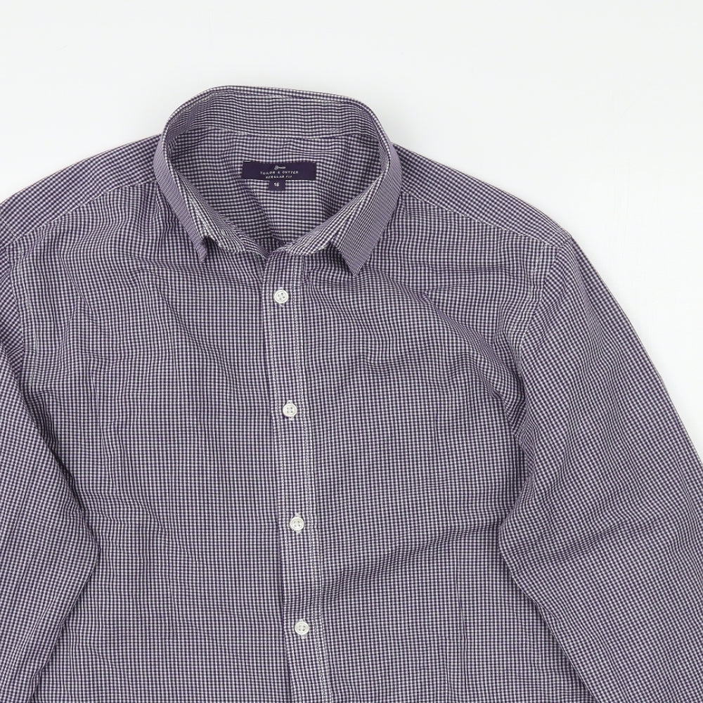 George Mens Purple Plaid   Button-Up Size 16