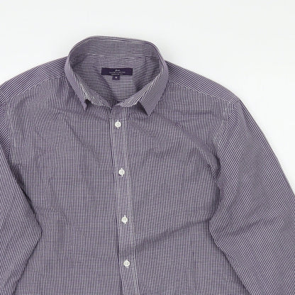 George Mens Purple Plaid   Button-Up Size 16