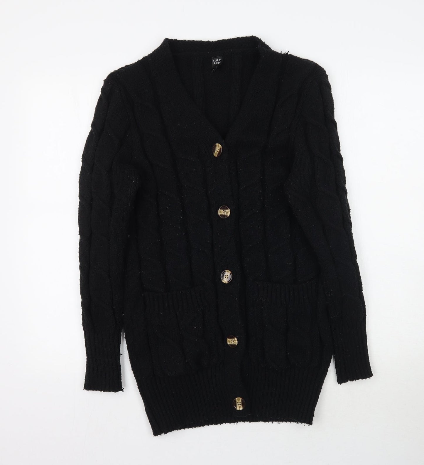 Emery Rose Womens Black  Knit Cardigan Jumper Size M