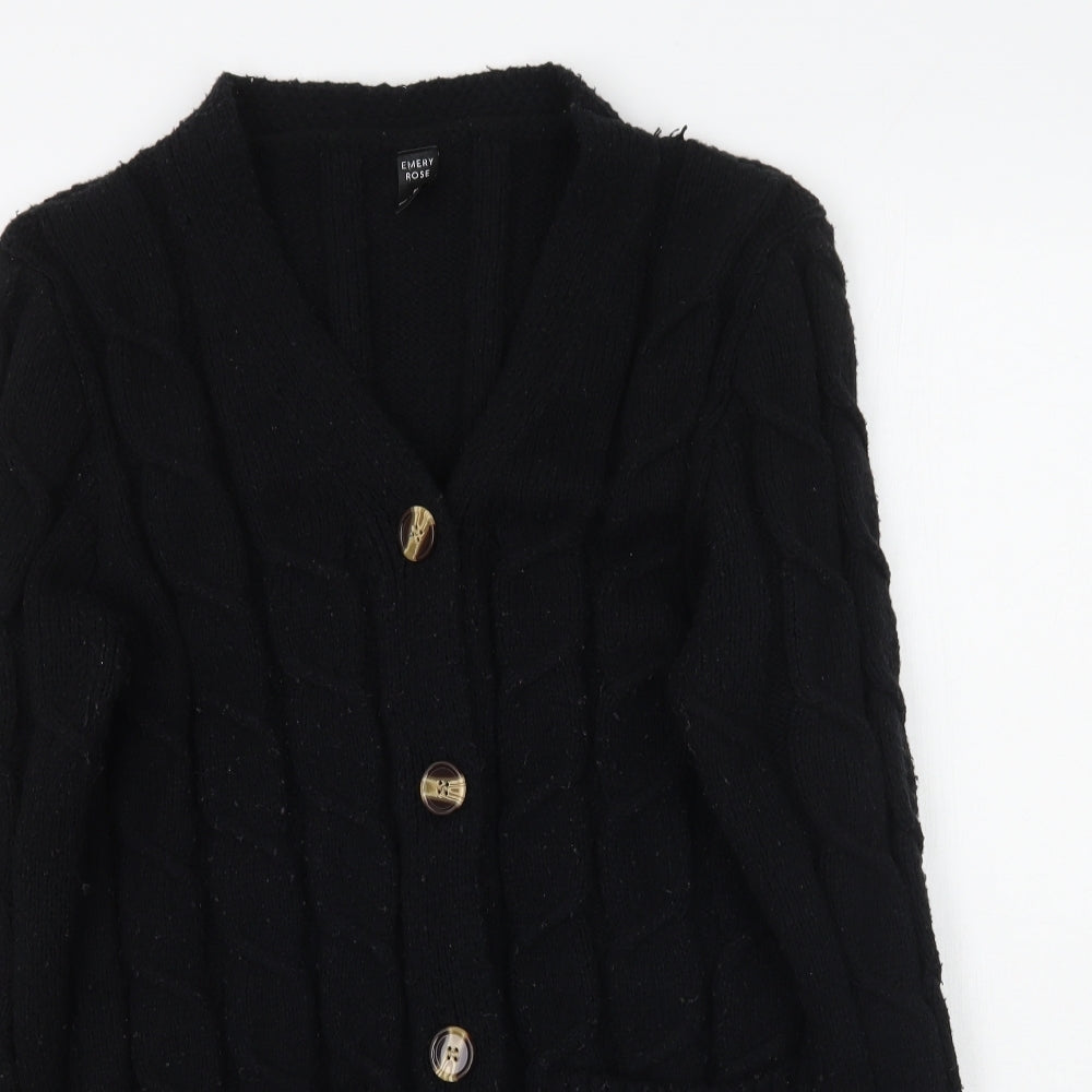 Emery Rose Womens Black  Knit Cardigan Jumper Size M