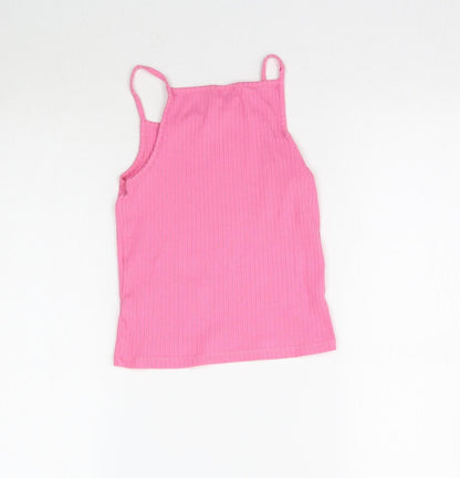 Back view of F&F girls’ pink basic tank, size 8-9, years