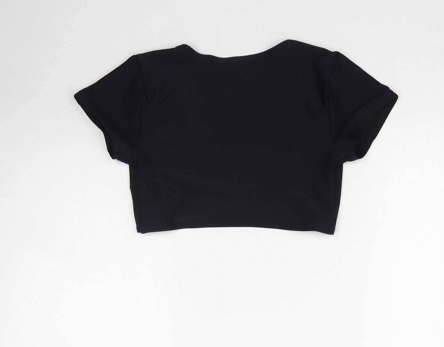 Womens UK Size 8 South Beach Black Cropped T-Shirt