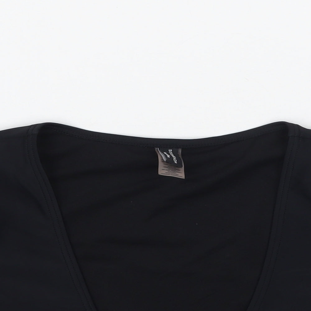 Womens UK Size 8 South Beach Black Cropped T-Shirt