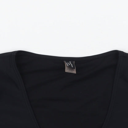 Womens UK Size 8 South Beach Black Cropped T-Shirt