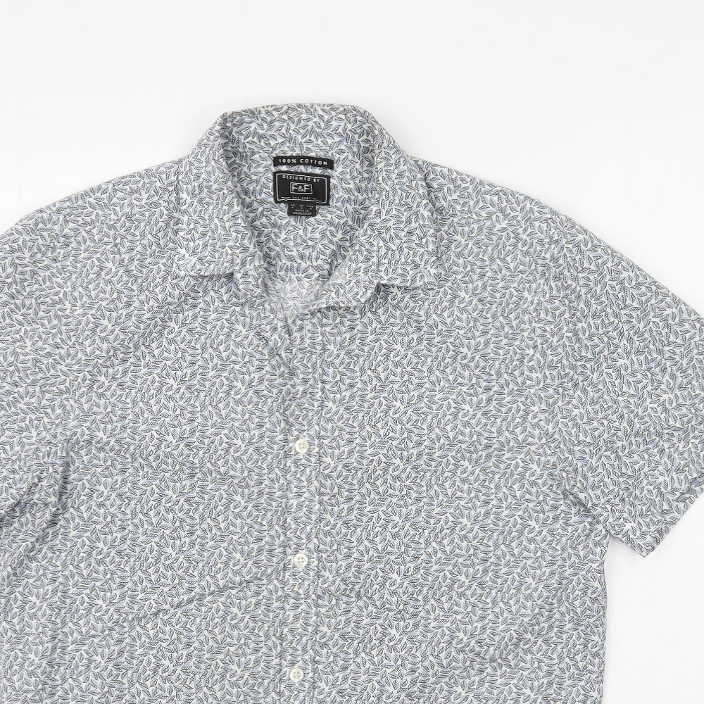 F&F Mens Multicoloured Floral   Button-Up Size S  - Leaf Print