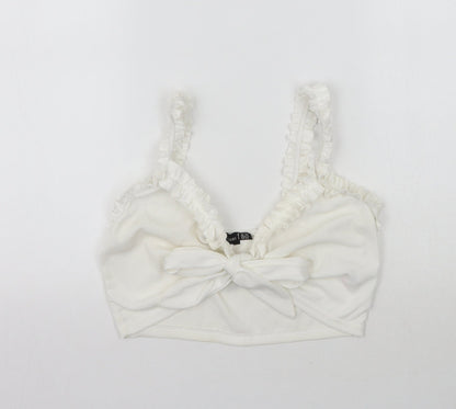 PRETTYLITTLETHING Womens White   Cropped Blouse Size 10