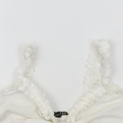 PRETTYLITTLETHING Womens White   Cropped Blouse Size 10