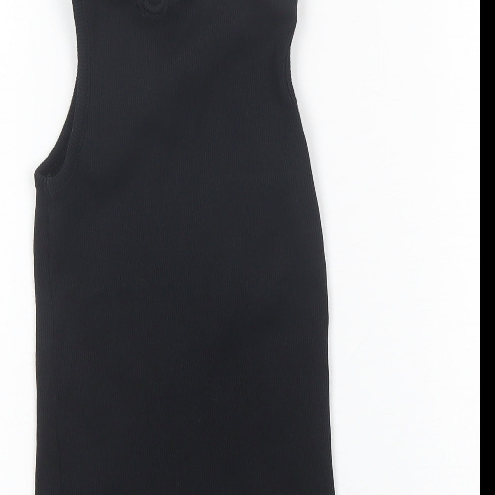 Brand and care label for George girls’ black basic tank, size 6-7, years