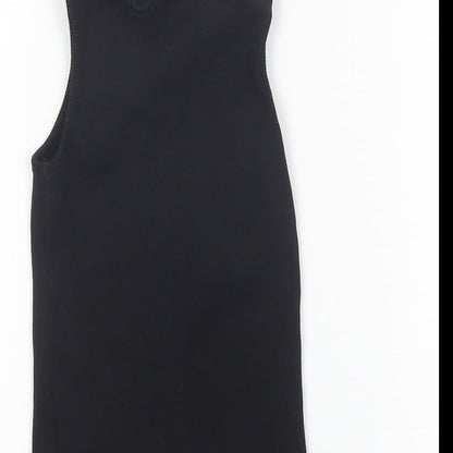 Brand and care label for George girls’ black basic tank, size 6-7, years