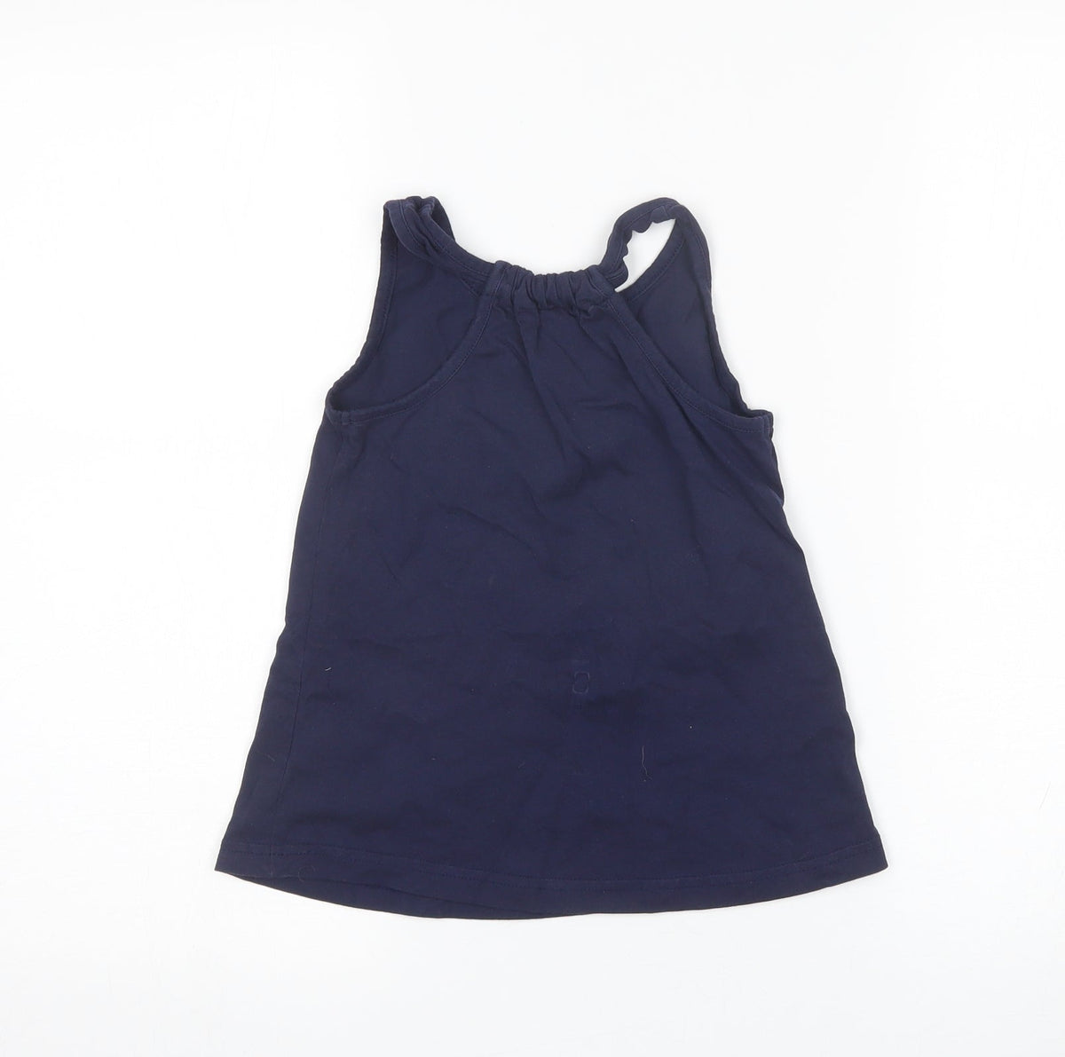 Back view of Nutmeg girls’ blue basic tank, size 7-8, years