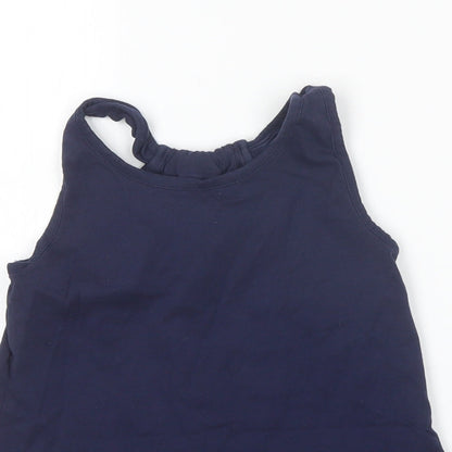 Close-up detail of Nutmeg girls’ blue basic tank, size 7-8, years