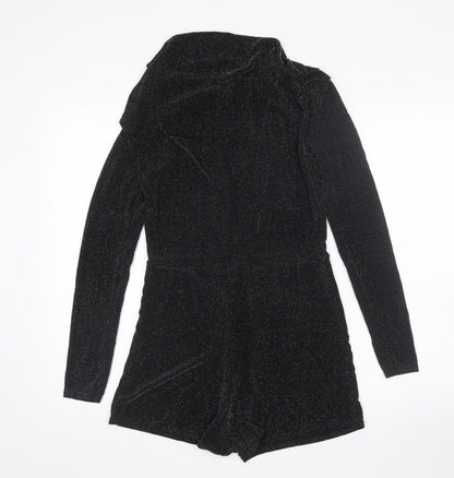 Boohoo Womens Black Polka Dot  Playsuit One-Piece Size 10