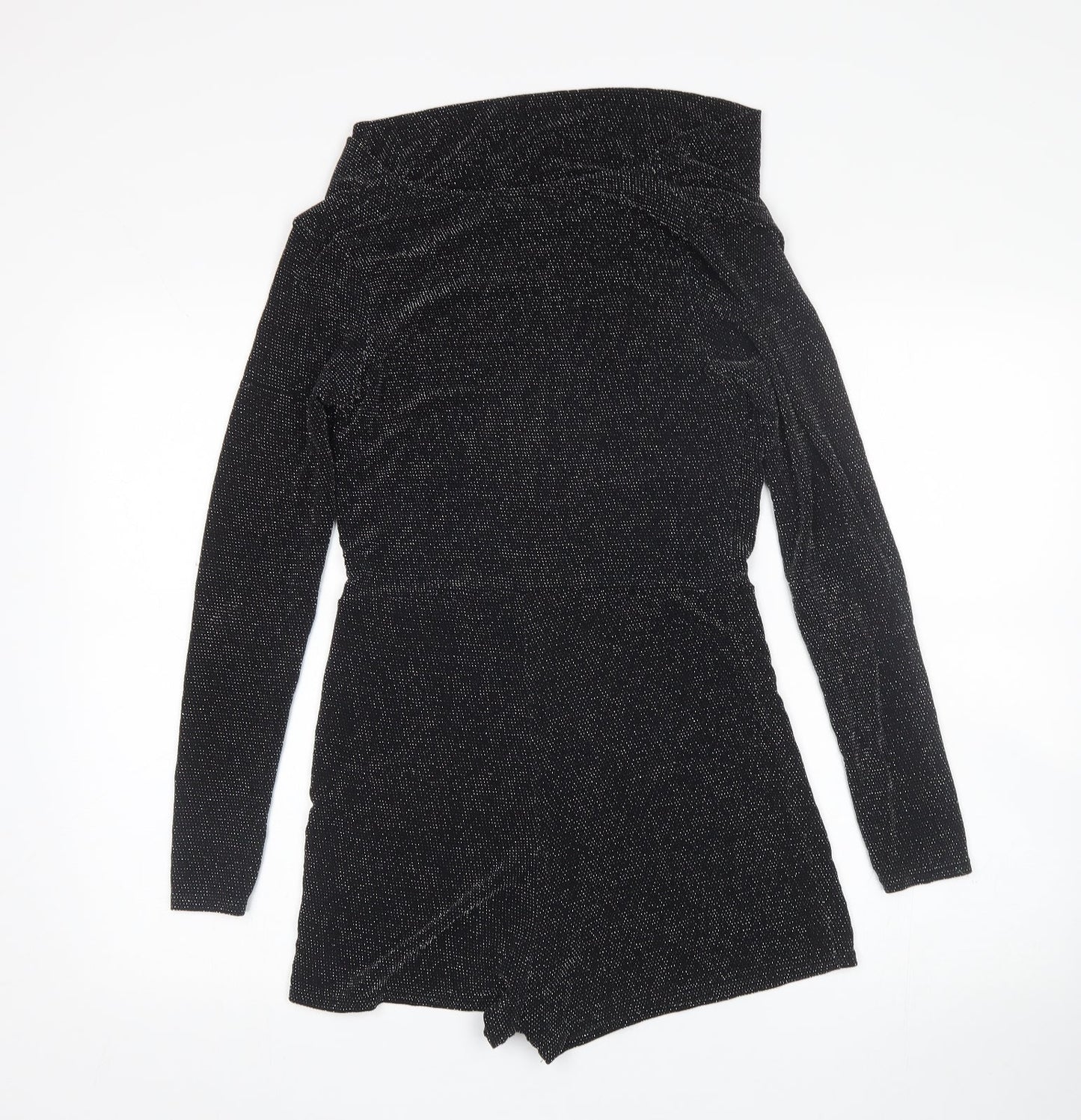 Boohoo Womens Black Polka Dot  Playsuit One-Piece Size 10