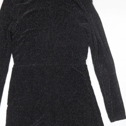 Boohoo Womens Black Polka Dot  Playsuit One-Piece Size 10