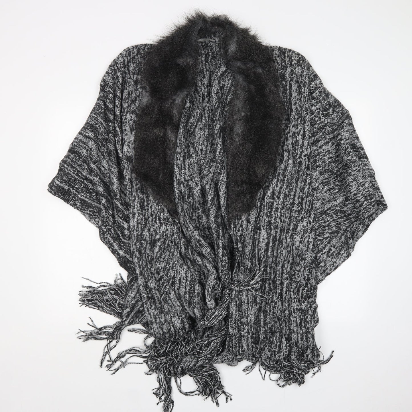 Womens UK Size One Size Preworn Grey Cape Jumper